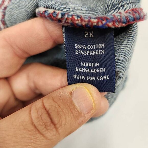 Amethyst Size 2XL Cropped Distressed Denim Long Sleeve Button Up Jacket Western - Picture 6 of 6